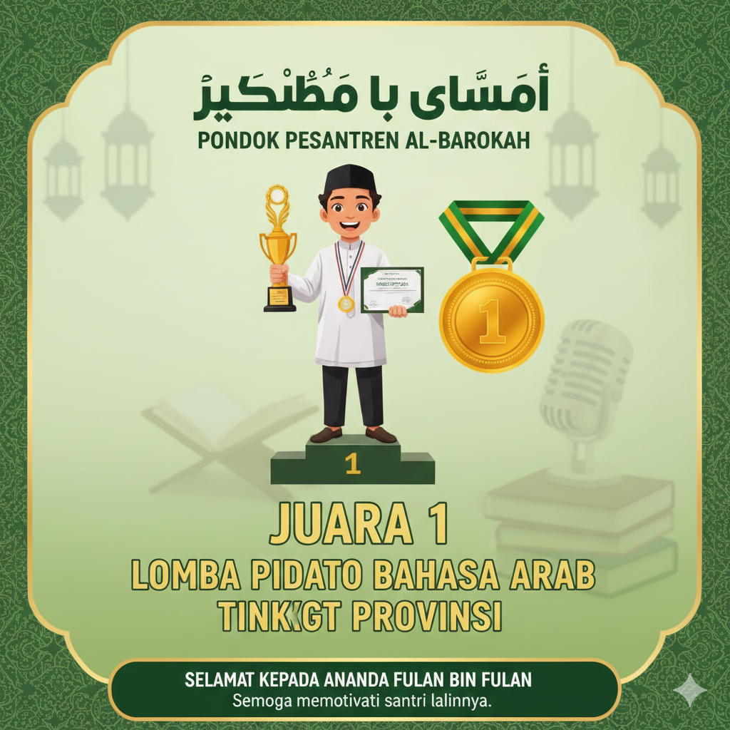 Santri Albarokah Juara 1 Lomba Pidato Bahasa Arab